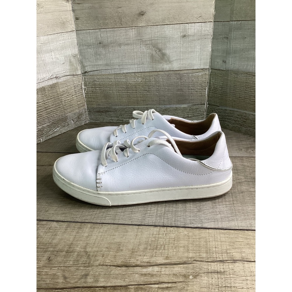 OluKai Pehuea Li Ili Women 8.5 White Leather Sneakers Drop-In Heel 20433-4R4R